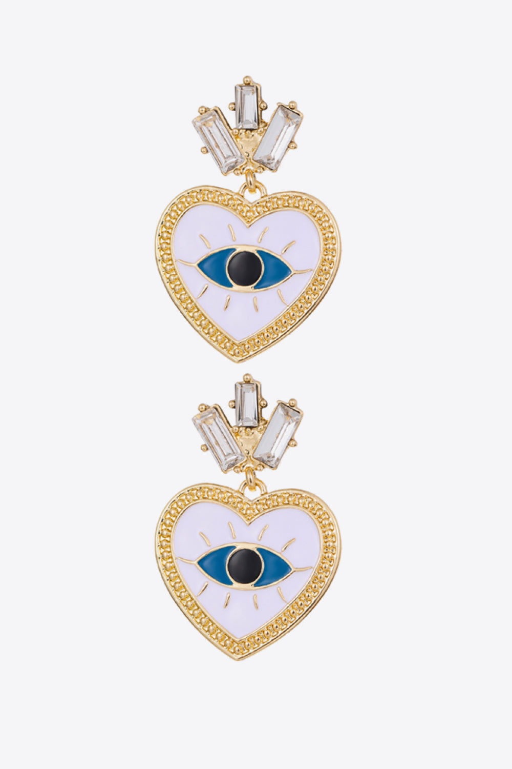 Evil Eye Heart-Shaped Drop Earrings